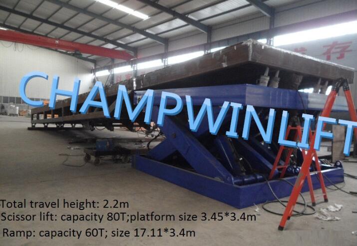 scissor lift and ramp assembled in factory