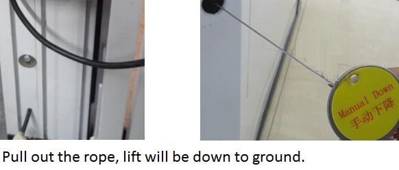 manual down for home lift