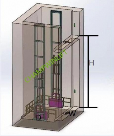 guide rail cargo lift